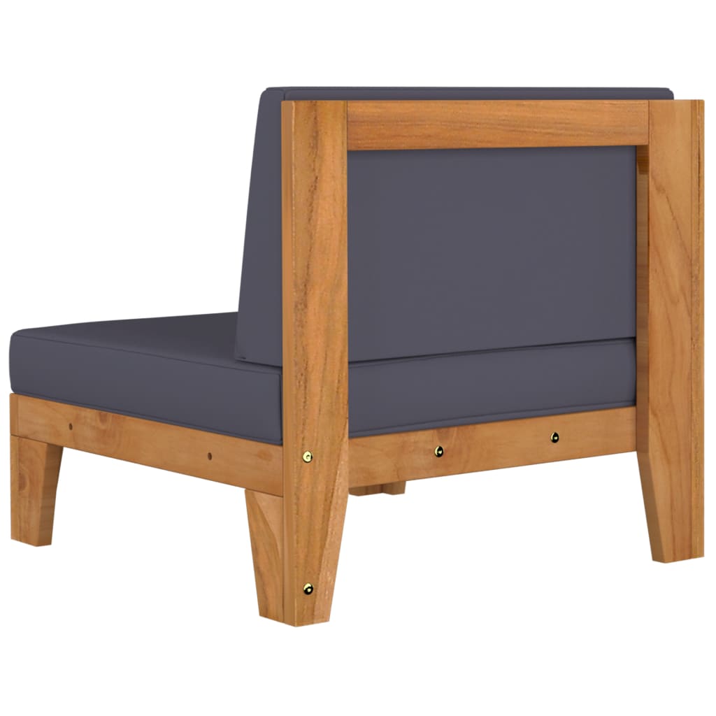 Ecksofa Lounge Holz Akazie Massiv Natur Dunkelgrau 68,5 x 68,5 x 62 cm