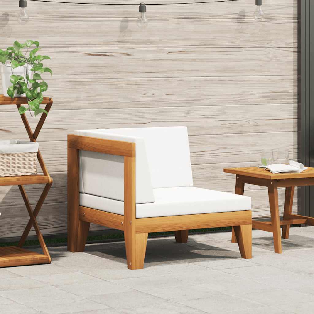 Ecksofa Lounge Holz Akazie Massiv Natur Weiß 68,5 x 68,5 x 62 cm