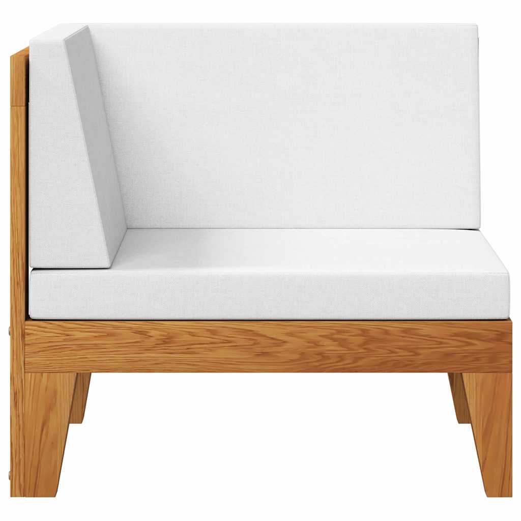Ecksofa Lounge Holz Akazie Massiv Natur Weiß 68,5 x 68,5 x 62 cm