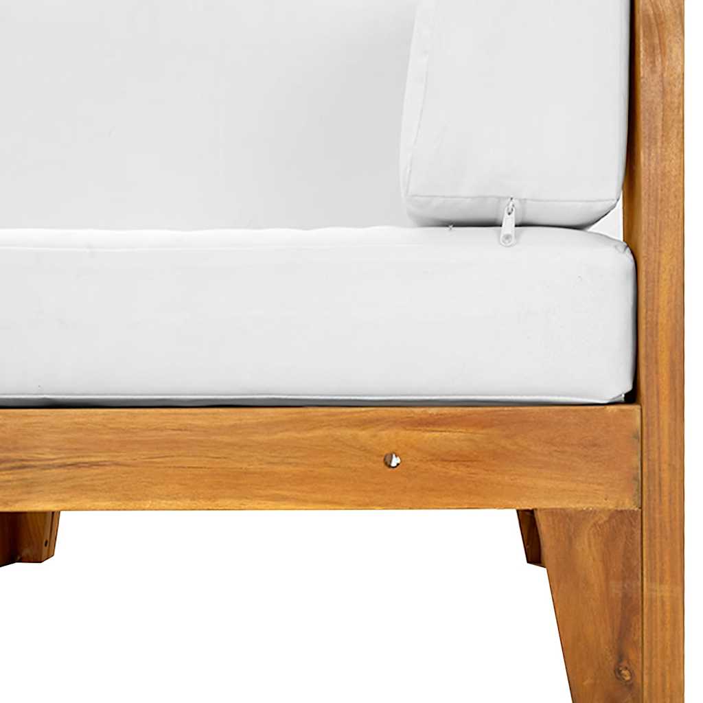 Ecksofa Lounge Holz Akazie Massiv Natur Weiß 68,5 x 68,5 x 62 cm