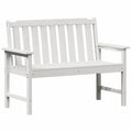 Gartenbank Weiß 2-Sitzer mit Armlehnen 120 x 59 x 88 cm