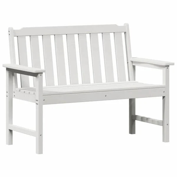 Gartenbank Weiß 2-Sitzer mit Armlehnen 120 x 59 x 88 cm