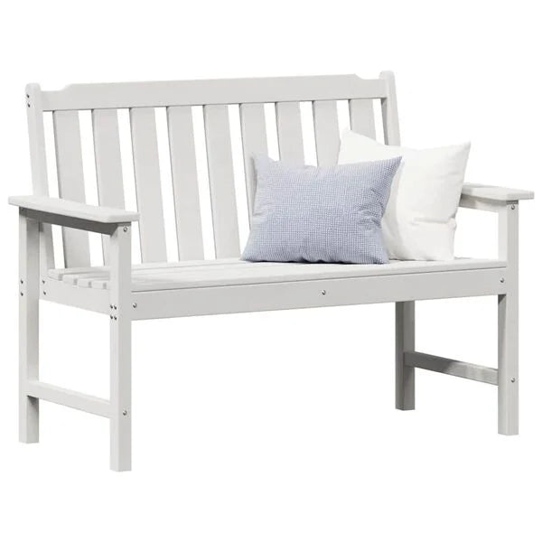 Gartenbank Weiß 2-Sitzer mit Armlehnen 120 x 59 x 88 cm