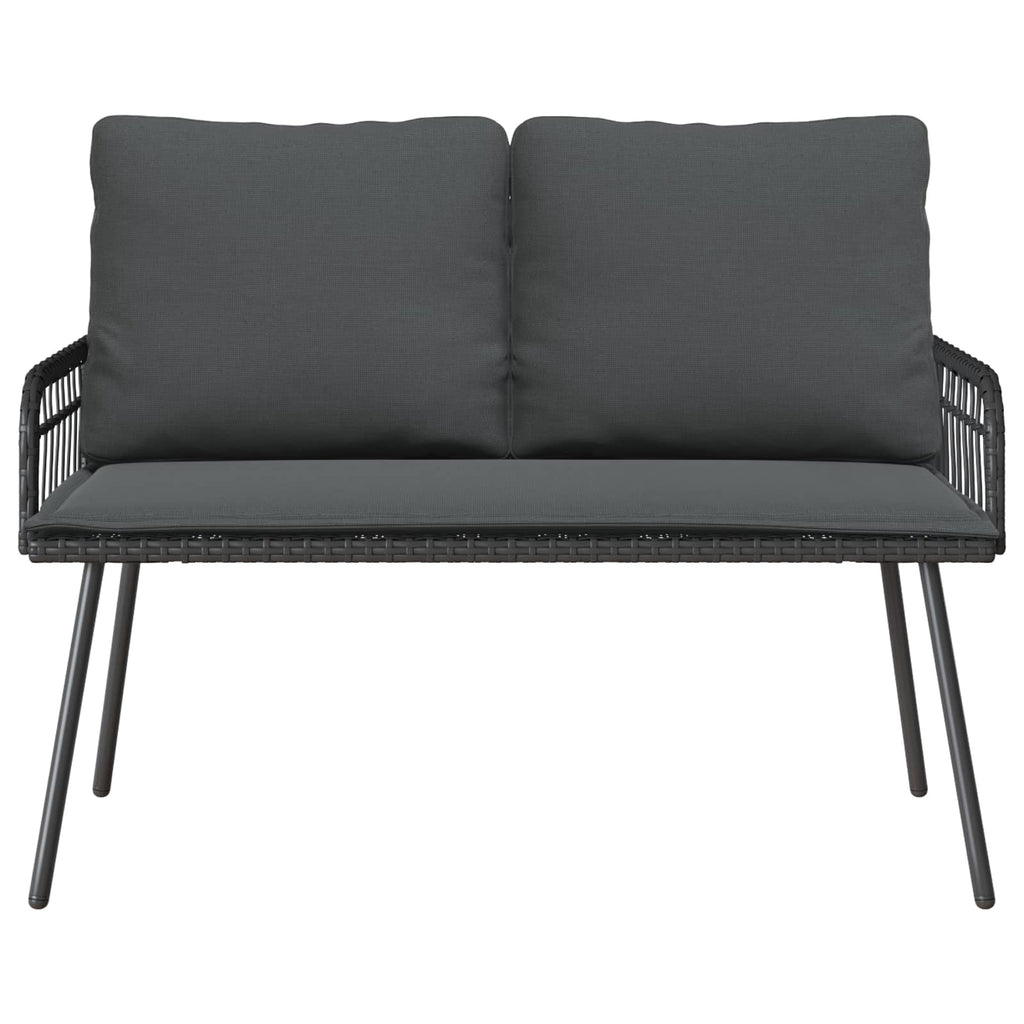 Gartenbank 2-Sitzer aus PE-Rattan mit Kissen Natur Schwarz 114 x 64 x 90 cm