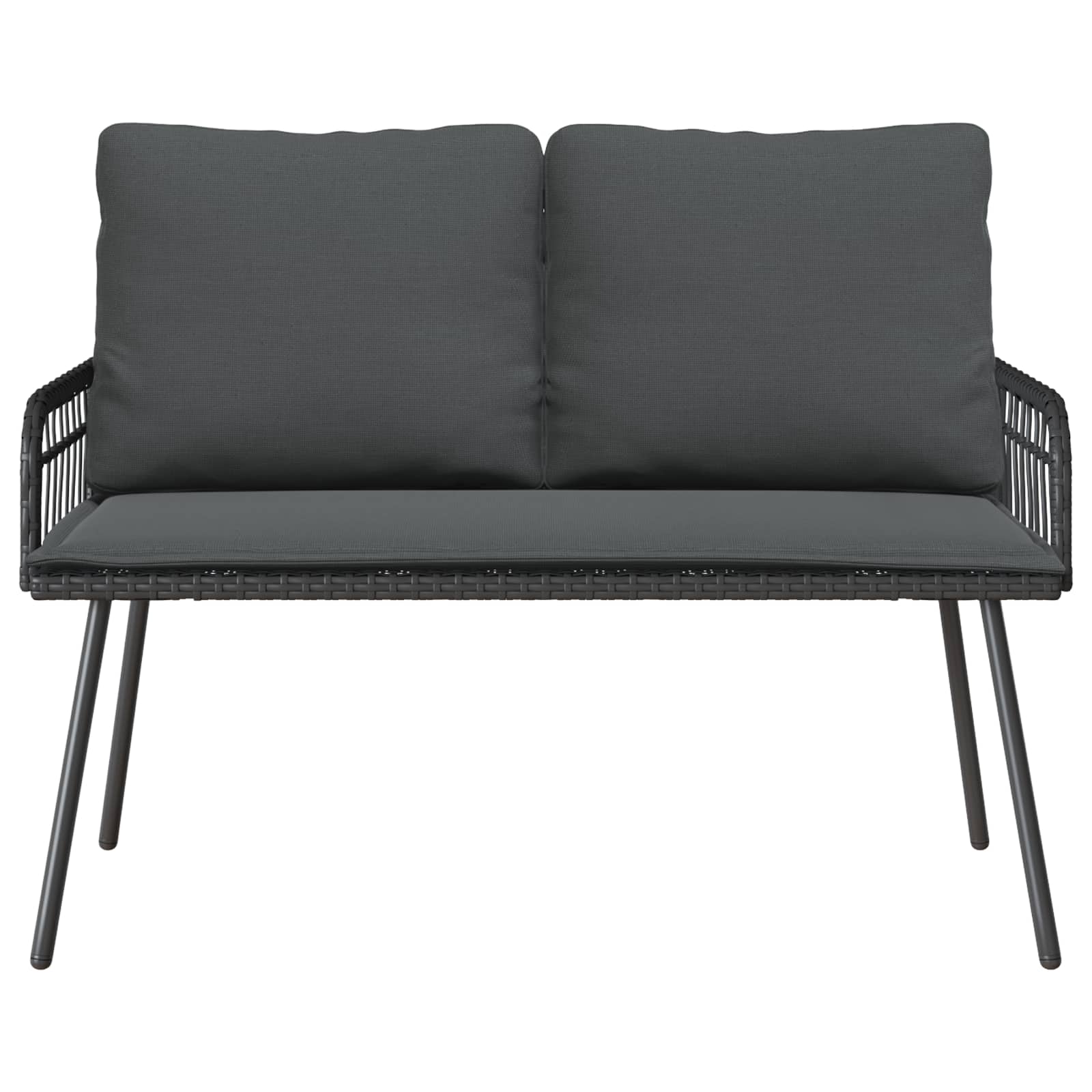 Gartenbank 2-Sitzer aus PE-Rattan mit Kissen Natur Schwarz 114 x 64 x 90 cm