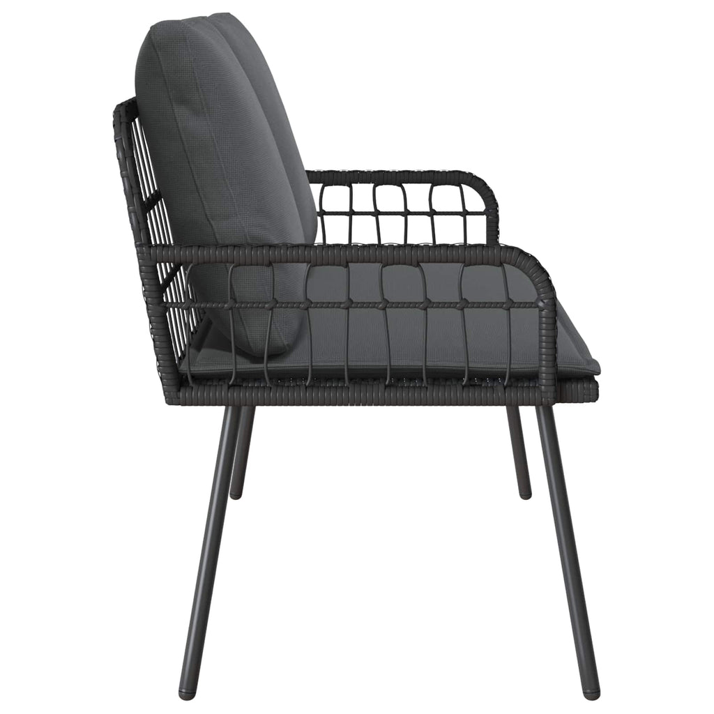 Gartenbank 2-Sitzer aus PE-Rattan mit Kissen Natur Schwarz 114 x 64 x 90 cm