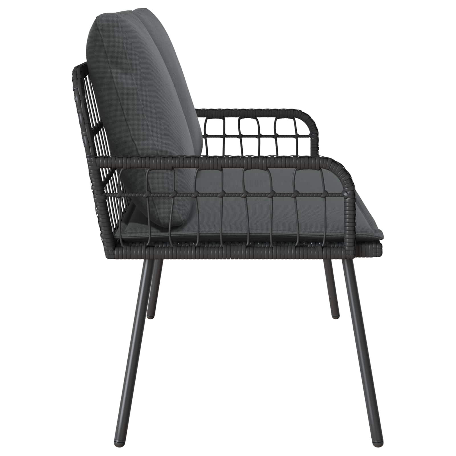 Gartenbank 2-Sitzer aus PE-Rattan mit Kissen Natur Schwarz 114 x 64 x 90 cm