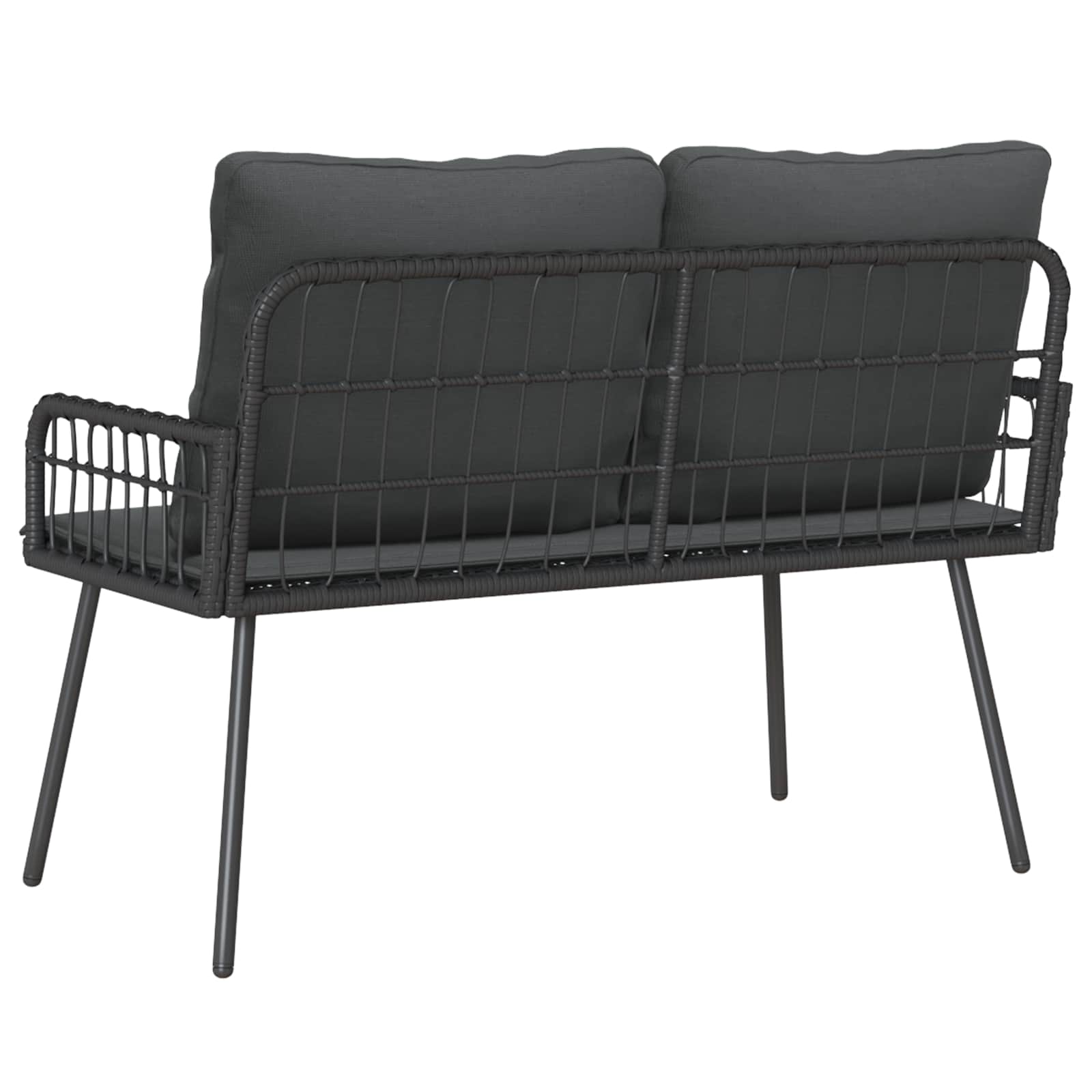 Gartenbank 2-Sitzer aus PE-Rattan mit Kissen Natur Schwarz 114 x 64 x 90 cm
