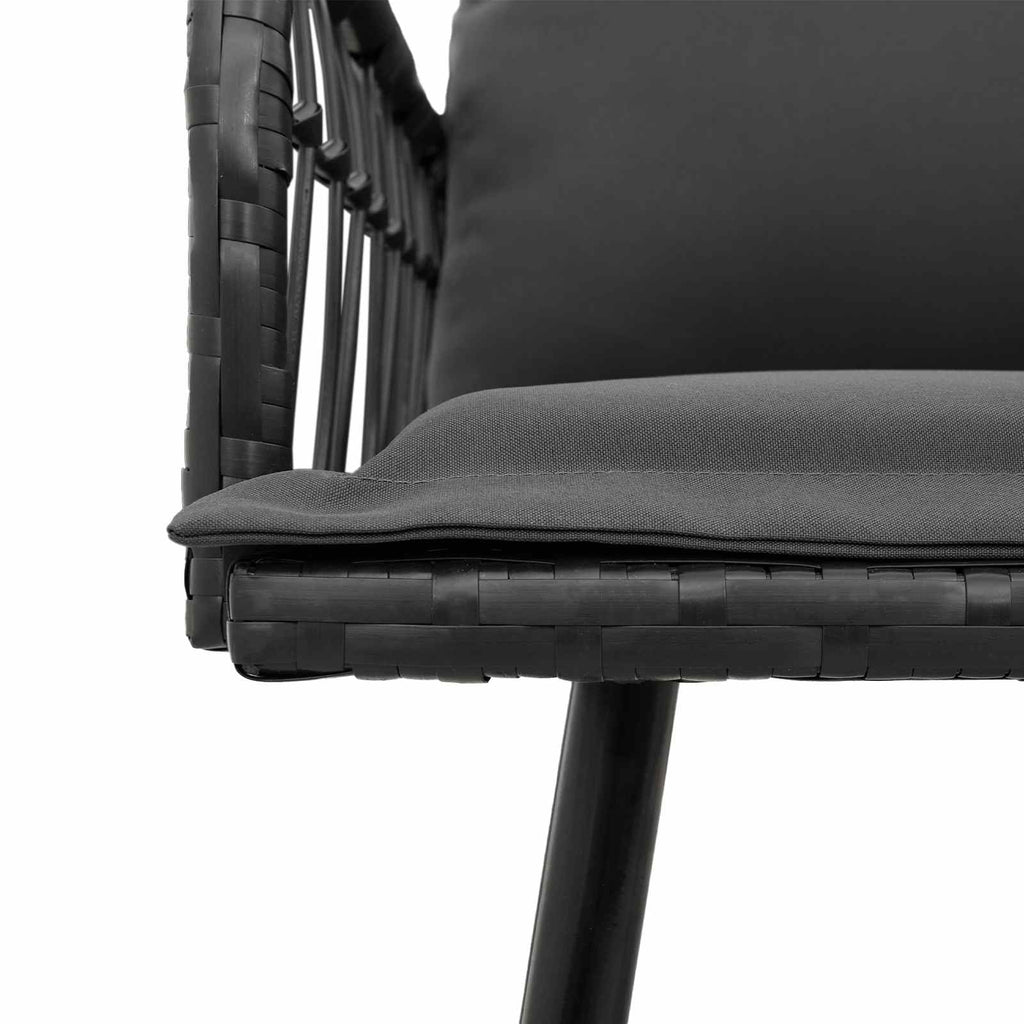 Gartenbank 2-Sitzer aus PE-Rattan mit Kissen Natur Schwarz 114 x 64 x 90 cm