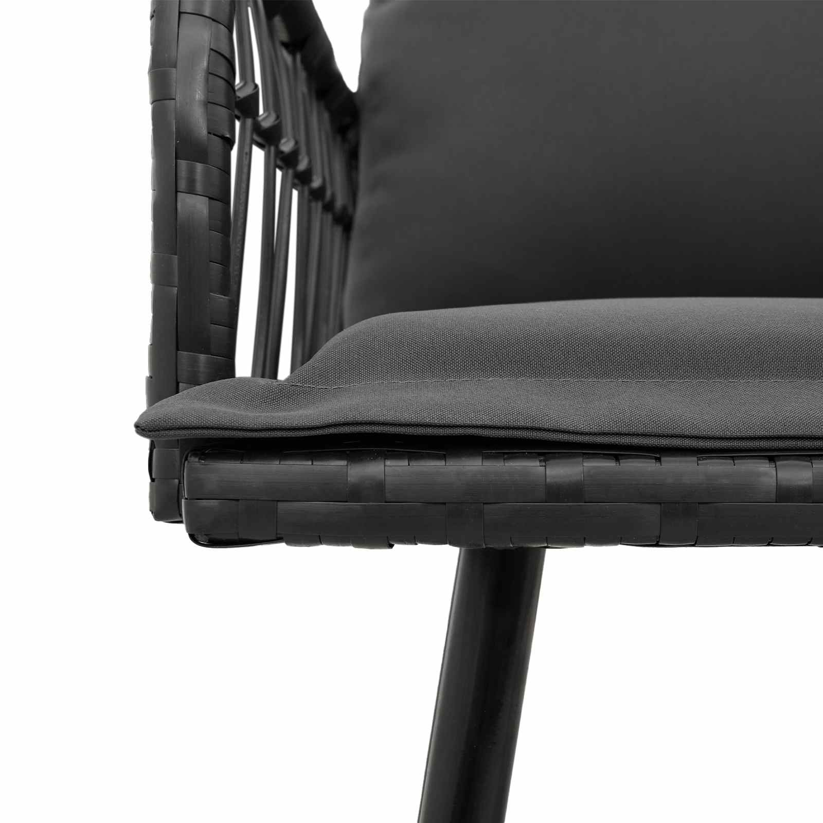 Gartenbank 2-Sitzer aus PE-Rattan mit Kissen Natur Schwarz 114 x 64 x 90 cm