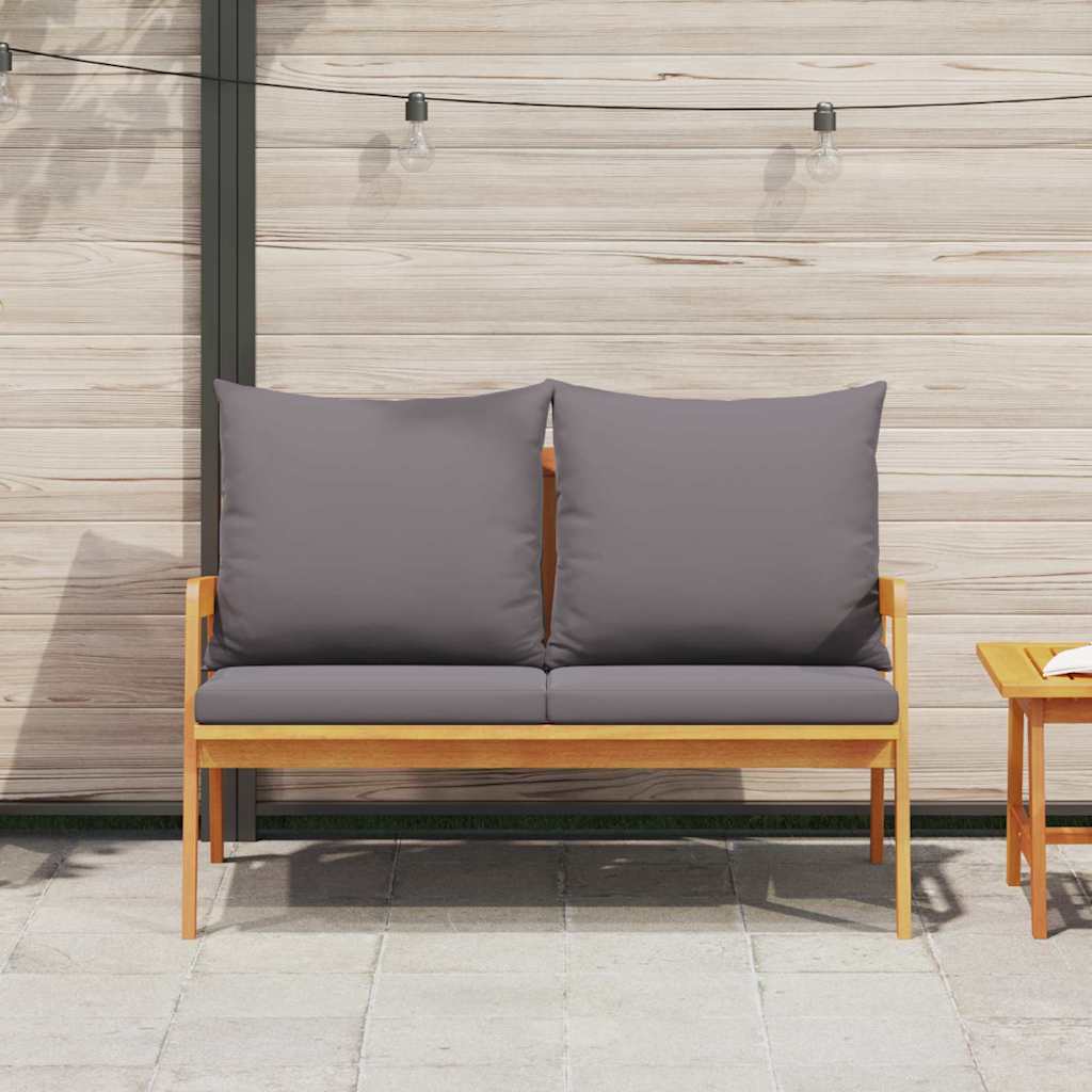 Gartenbank 2-Sitzer aus Akazie Massivholz Geölt mit Kissen Dunkelgrau 71 x 65 x 115 cm