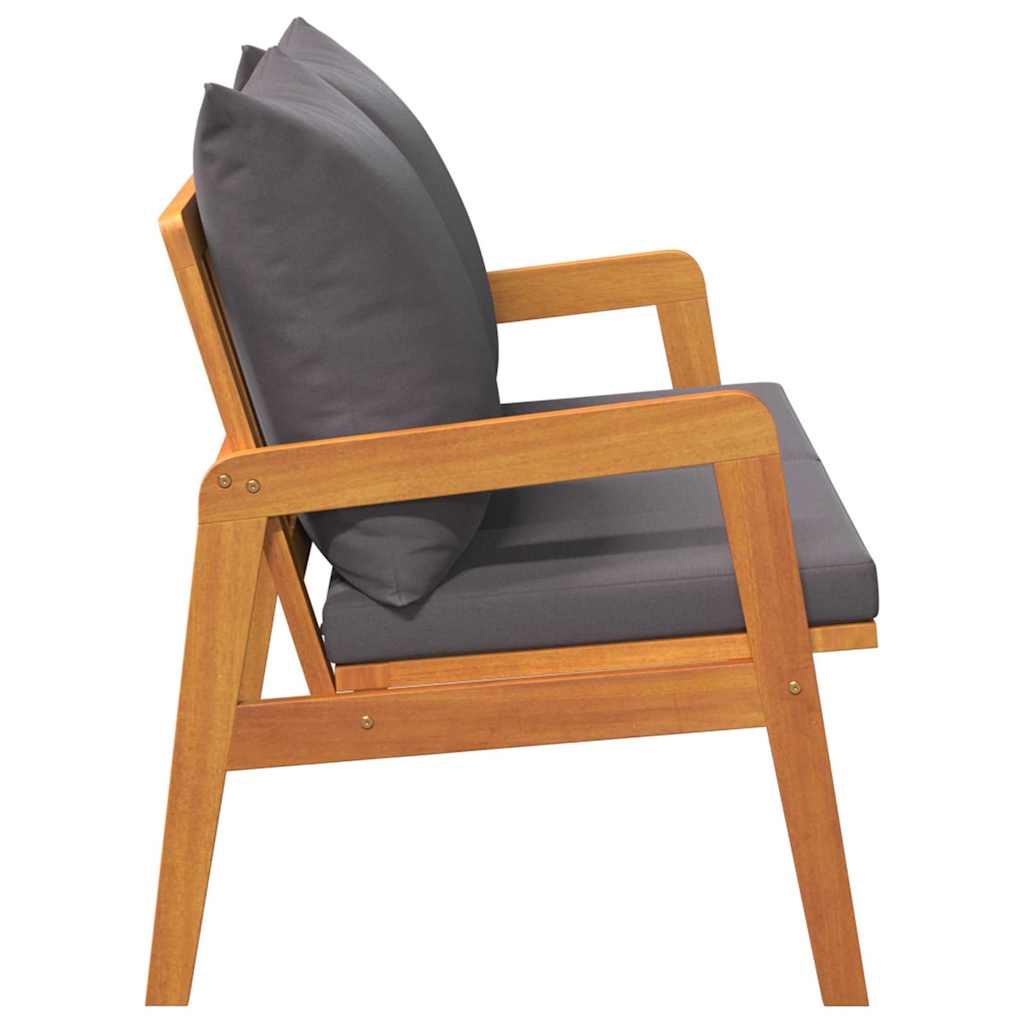 Gartenbank 2-Sitzer aus Akazie Massivholz Geölt mit Kissen Dunkelgrau 71 x 65 x 115 cm