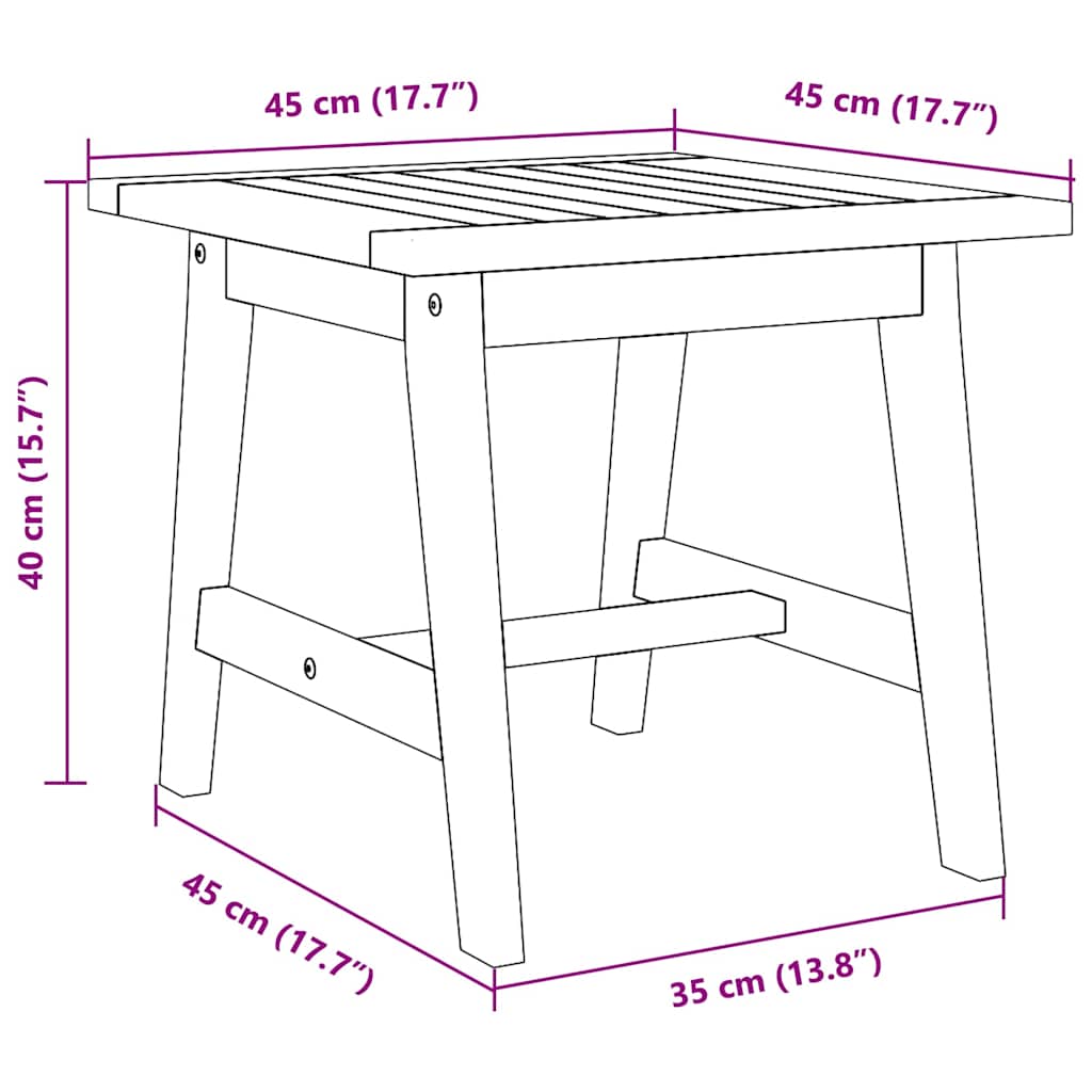 Garten-Beistelltisch Akazie Massivholz geölt Natur 45 x 45 x 40 cm
