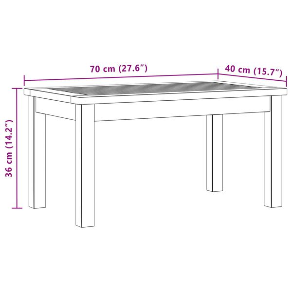 Garten-Couchtisch Akazie Massivholz Natur 70 x 40 x 36 cm