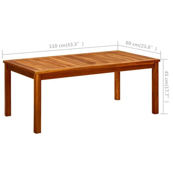Garten-Couchtisch Akazie Massivholz Braun 110 x 60 x 45 cm