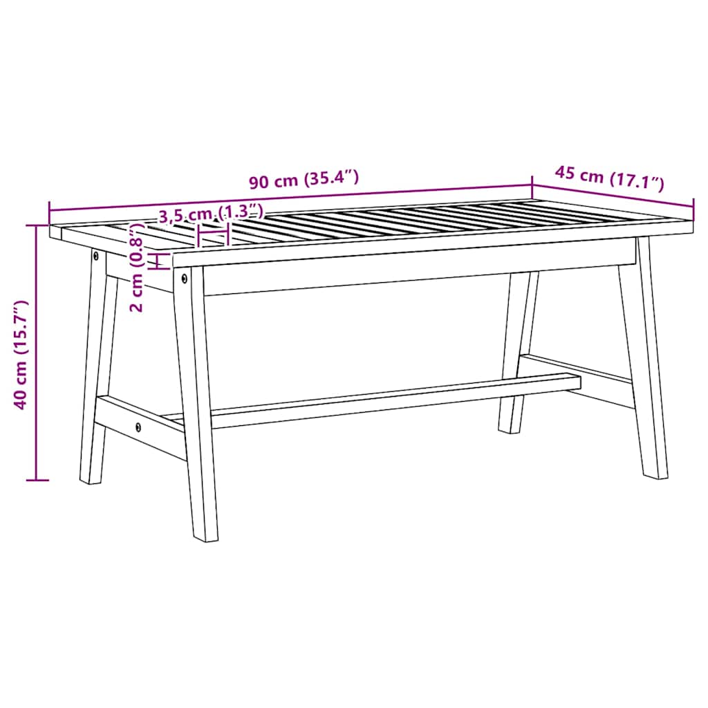 Gartentisch Akazie Massivholz geölt Natur 90 x 45 x 40 cm