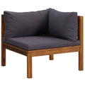 Garten-Ecksofa Akazie Massivholz mit Kissen Dunkelgrau 69 x 69 x 62,5 cm