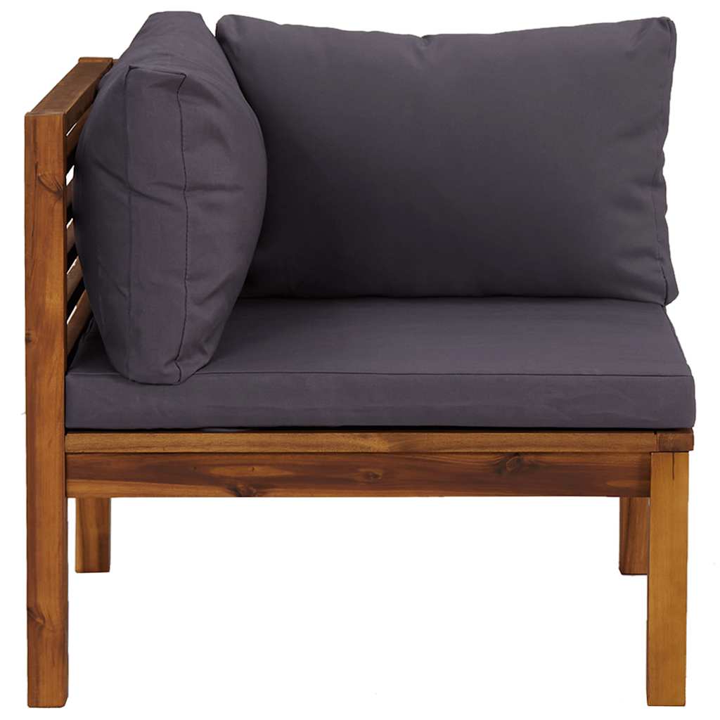Garten-Ecksofa Akazie Massivholz mit Kissen Dunkelgrau 69 x 69 x 62,5 cm