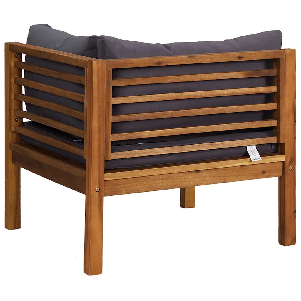 Garten-Ecksofa Akazie Massivholz mit Kissen Dunkelgrau 69 x 69 x 62,5 cm