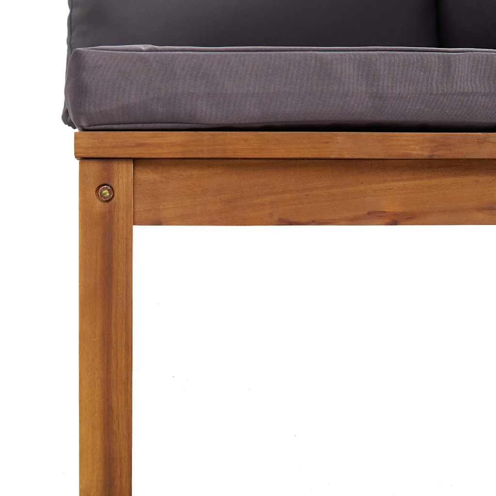 Garten-Ecksofa Akazie Massivholz mit Kissen Dunkelgrau 69 x 69 x 62,5 cm