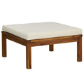 Gartenhocker Akazie Massivholz mit Kissen Cremeweiß 65 x 65 x 29 cm