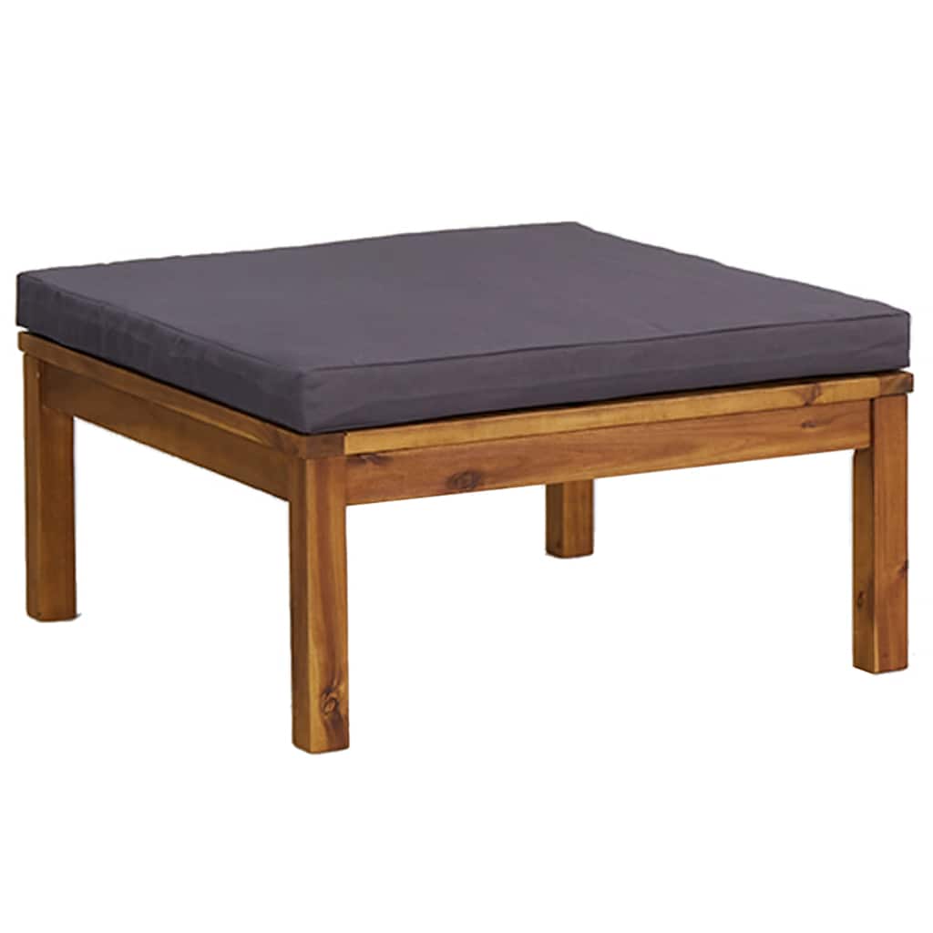 Gartenhocker Akazie Massivholz mit Kissen Dunkelgrau 65 x 65 x 29 cm