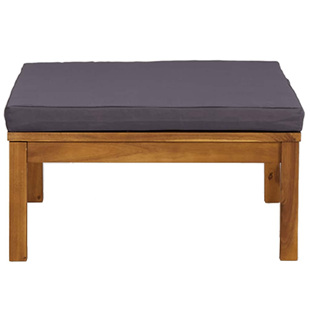 Gartenhocker Akazie Massivholz mit Kissen Dunkelgrau 65 x 65 x 29 cm