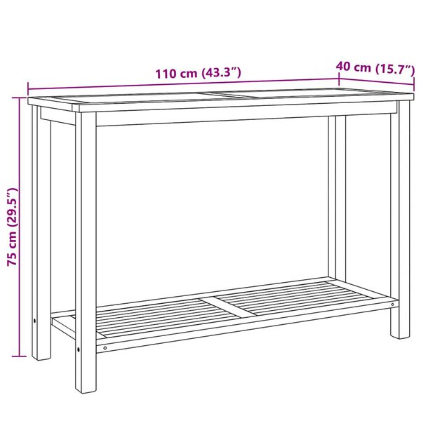 Konsolentisch Teak Massivholz Braun mit Stauraum 110 x 40 x 45 cm Outdoor