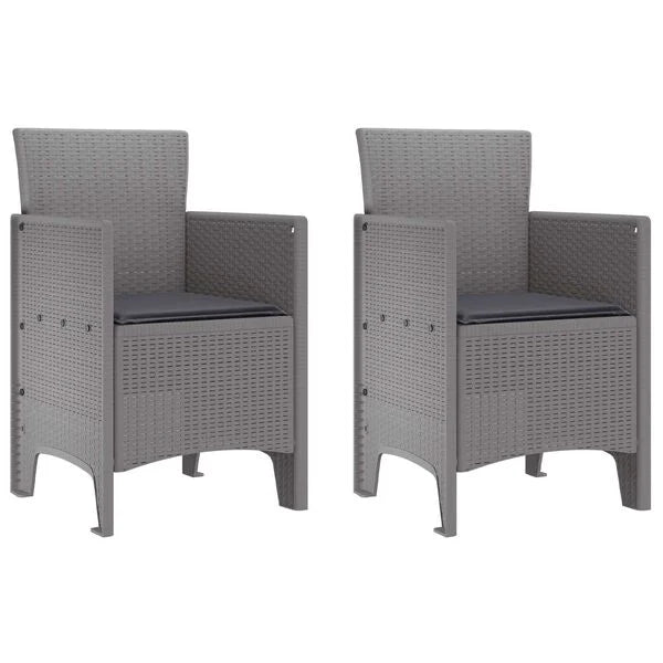 2er Set Gartenstühle Polypropylen Hellgrau und Dunkelgrau mit Armlehnen 53 x 49 x 85 cm