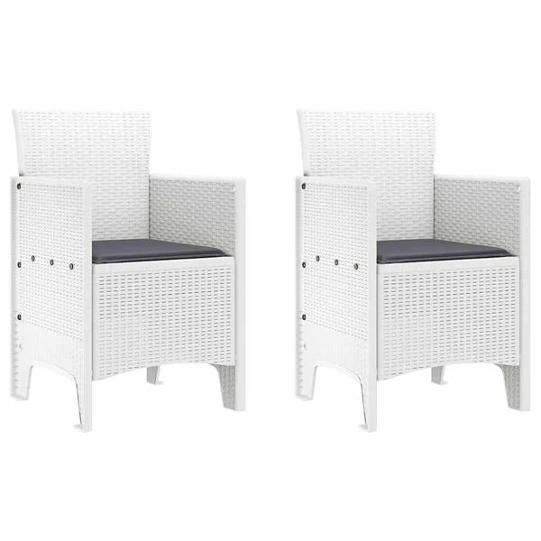 2er Set Gartenstühle Polypropylen Weiß und Dunkelgrau mit Armlehnen 53 x 49 x 85 cm