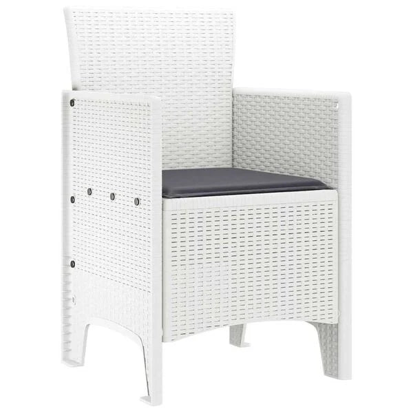2er Set Gartenstühle Polypropylen Weiß und Dunkelgrau mit Armlehnen 53 x 49 x 85 cm