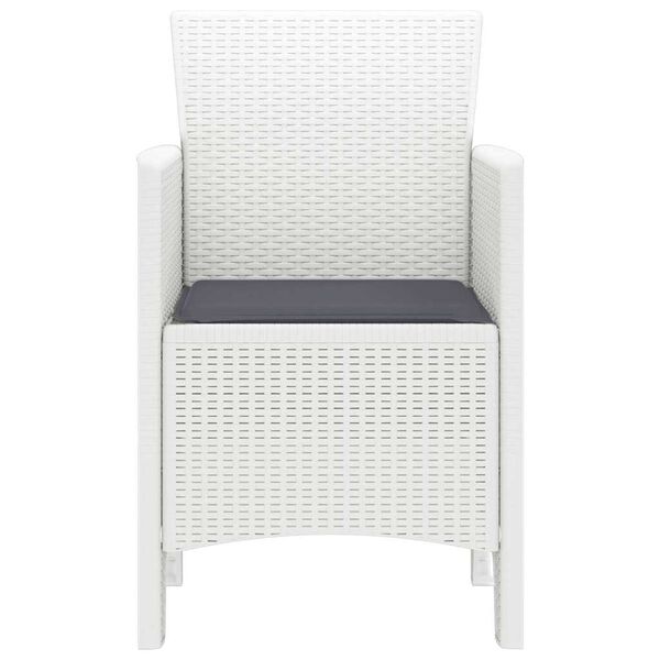 2er Set Gartenstühle Polypropylen Weiß und Dunkelgrau mit Armlehnen 53 x 49 x 85 cm