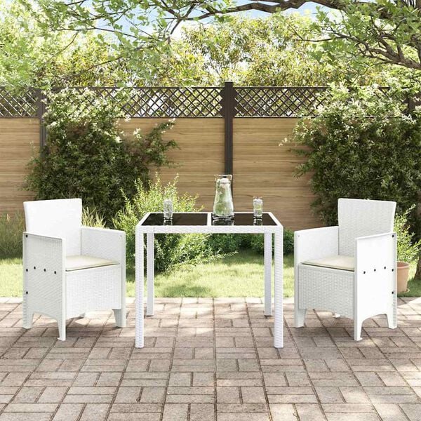 2er Set Gartenstühle Polypropylen Weiß und Cremeweiß mit Armlehnen 53 x 49 x 85 cm