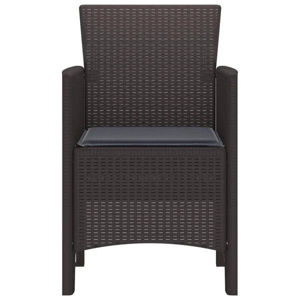 2er Set Gartenstühle Polypropylen Braun und Dunkelgrau mit Armlehnen 53 x 49 x 85 cm