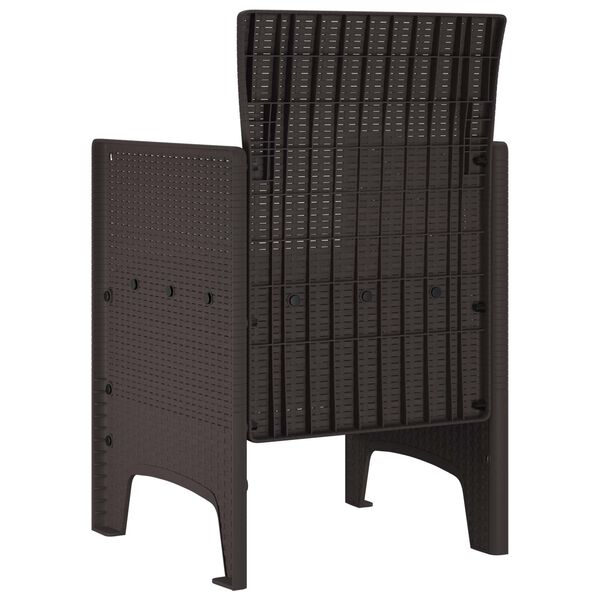 2er Set Gartenstühle Polypropylen Braun und Dunkelgrau mit Armlehnen 53 x 49 x 85 cm