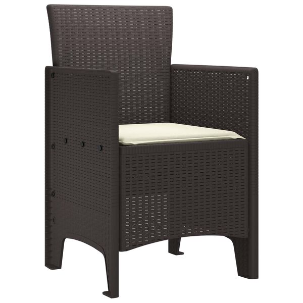 2er Set Gartenstühle Polypropylen Braun und Cremeweiß mit Armlehnen 53 x 49 x 85 cm