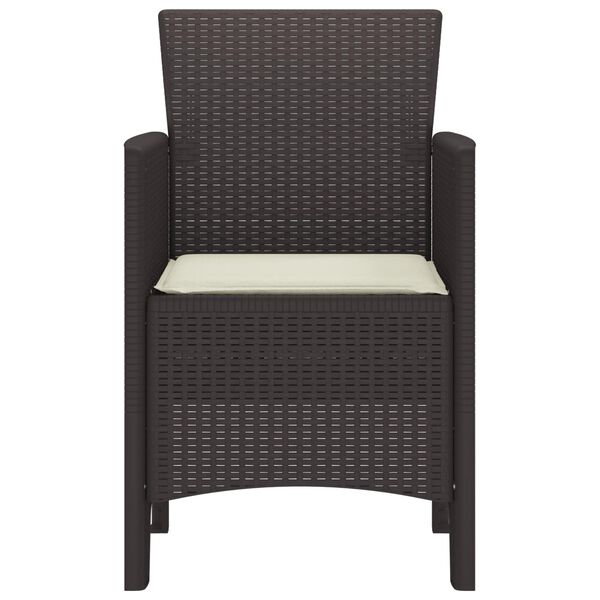 2er Set Gartenstühle Polypropylen Braun und Cremeweiß mit Armlehnen 53 x 49 x 85 cm