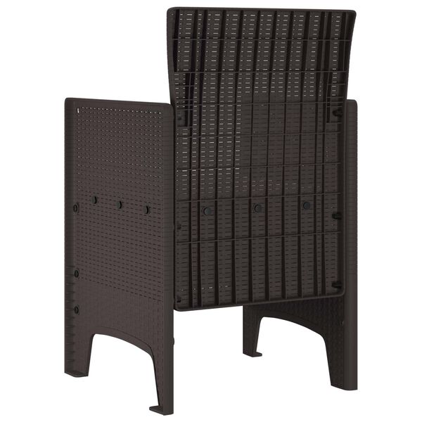 2er Set Gartenstühle Polypropylen Braun und Cremeweiß mit Armlehnen 53 x 49 x 85 cm