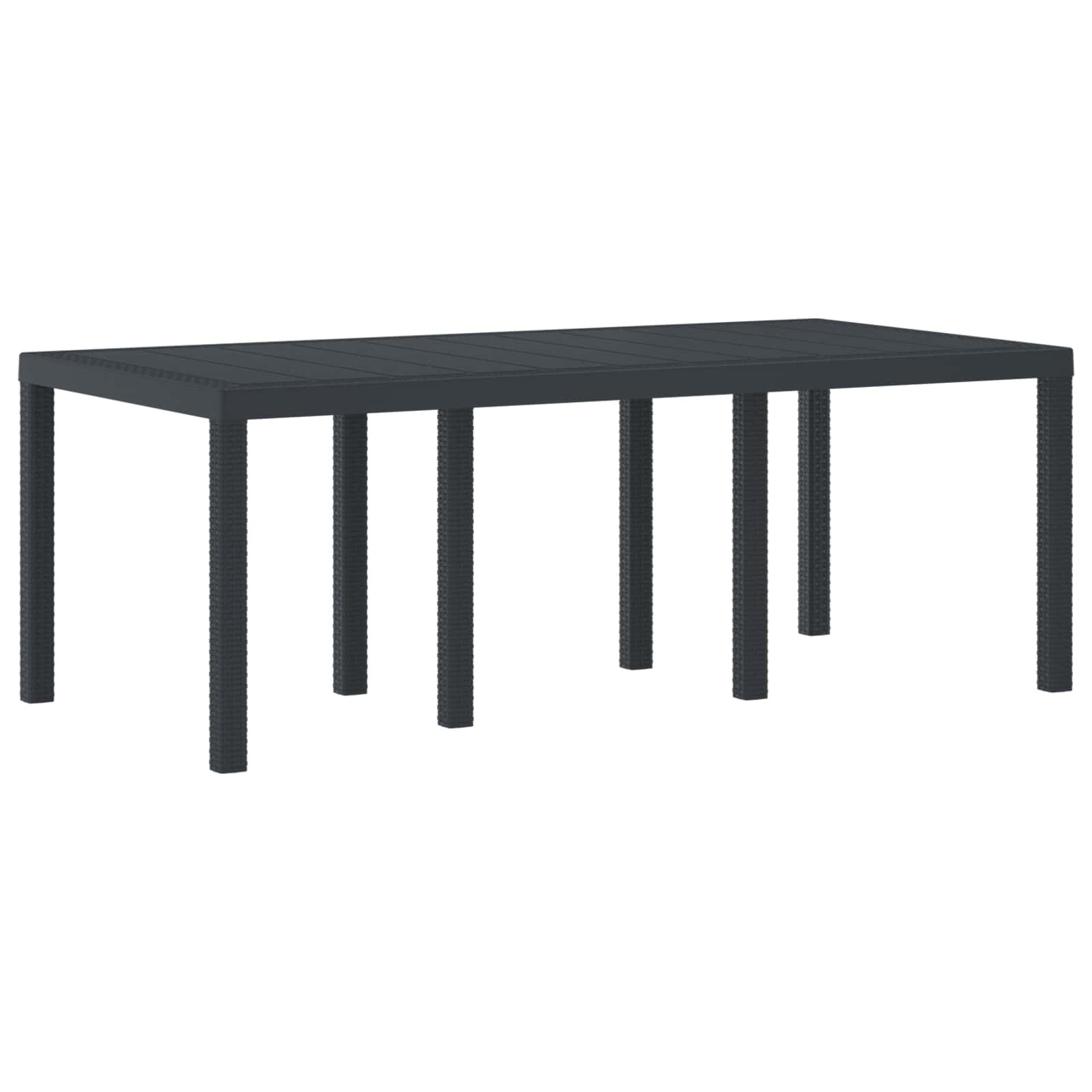 Gartentisch aus Poly-Rattan mit Stahlrahmen Schwarz 200 x 100 x 73 cm