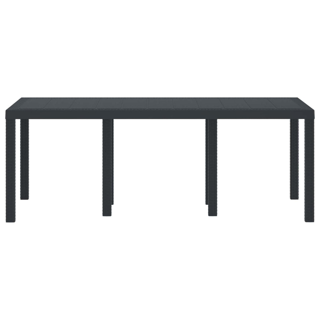 Gartentisch aus Poly-Rattan mit Stahlrahmen Schwarz 200 x 100 x 73 cm