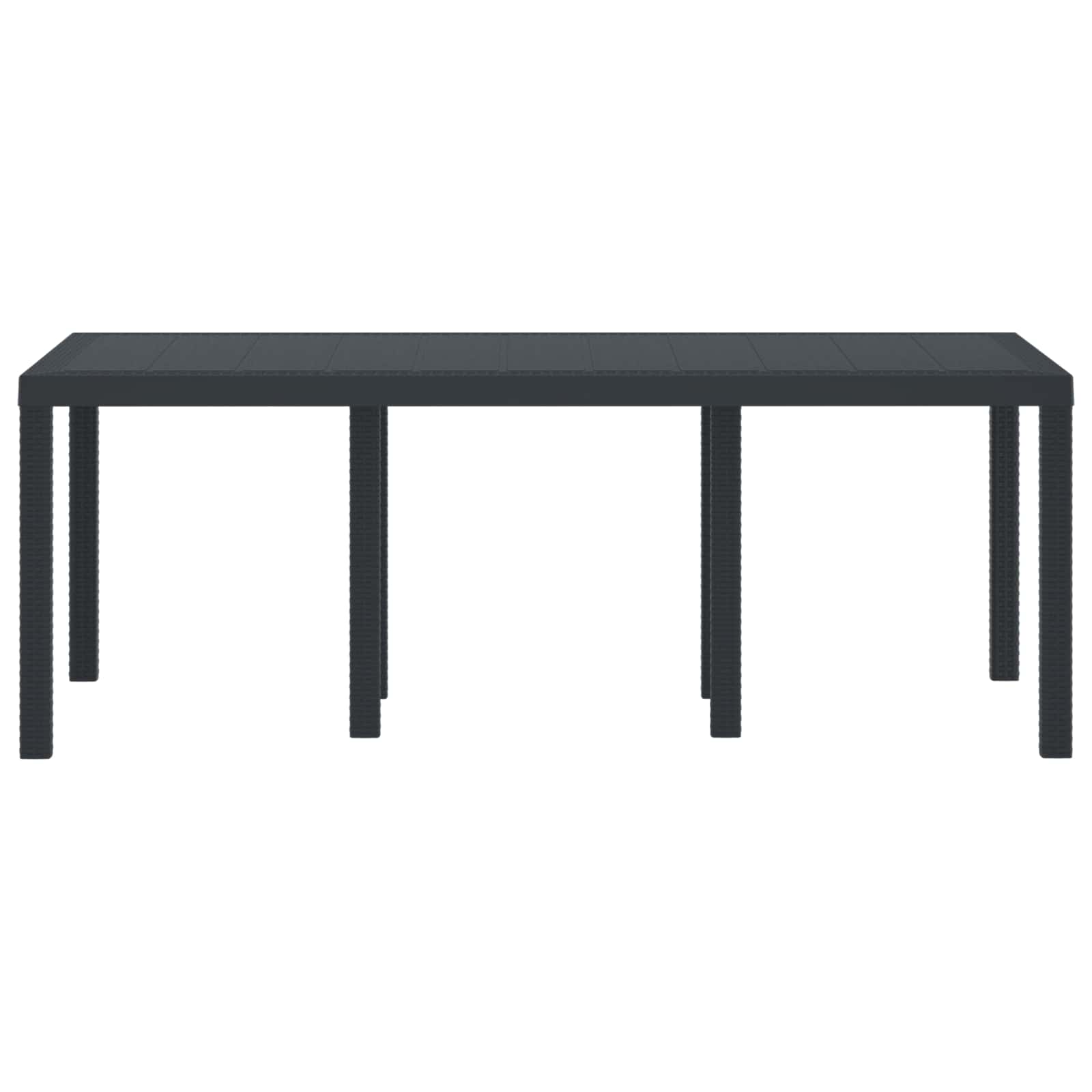 Gartentisch aus Poly-Rattan mit Stahlrahmen Schwarz 200 x 100 x 73 cm
