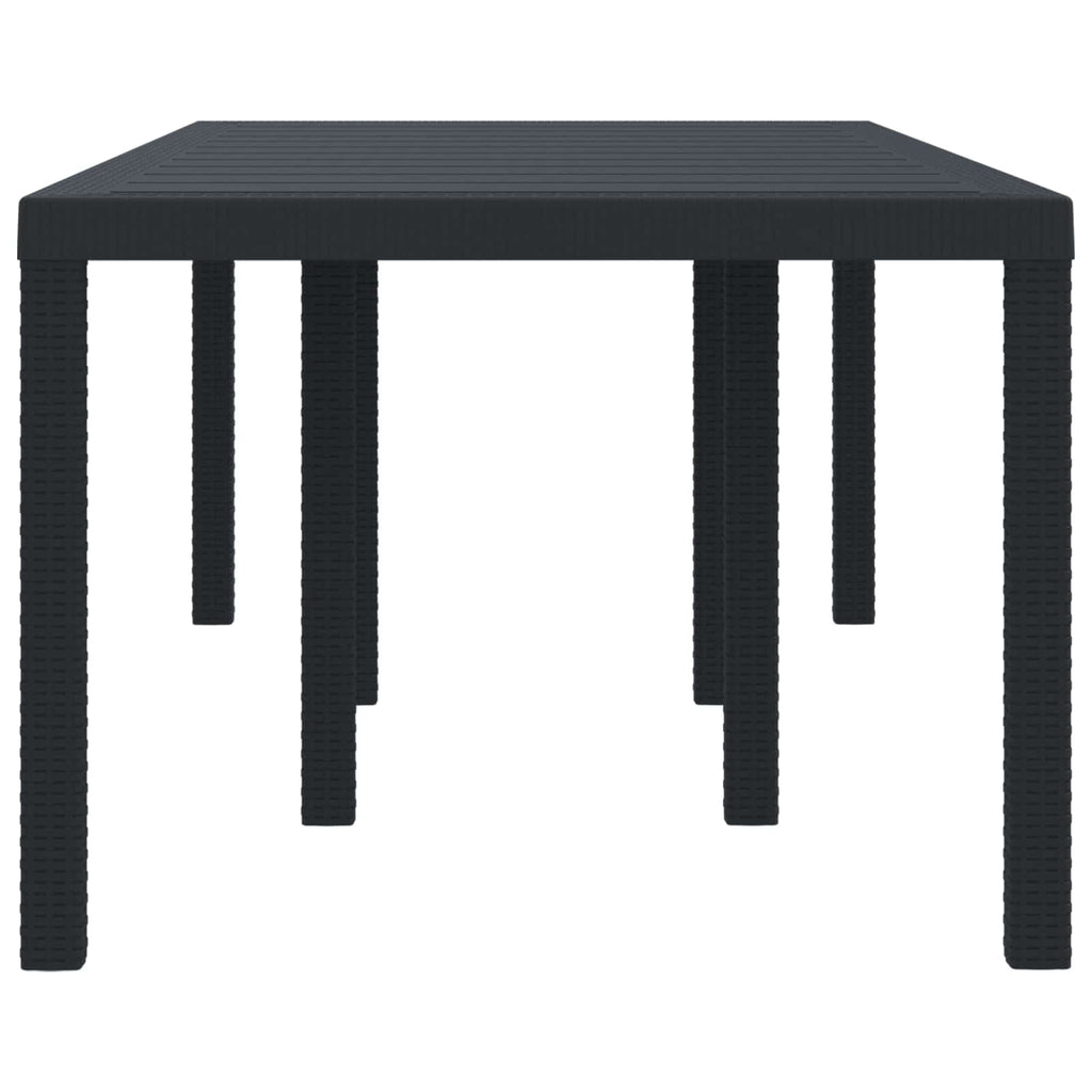 Gartentisch aus Poly-Rattan mit Stahlrahmen Schwarz 200 x 100 x 73 cm