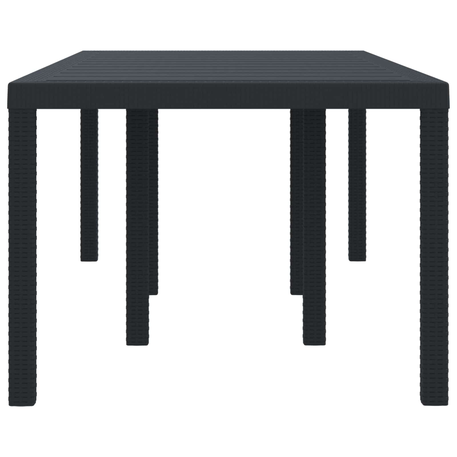Gartentisch aus Poly-Rattan mit Stahlrahmen Schwarz 200 x 100 x 73 cm