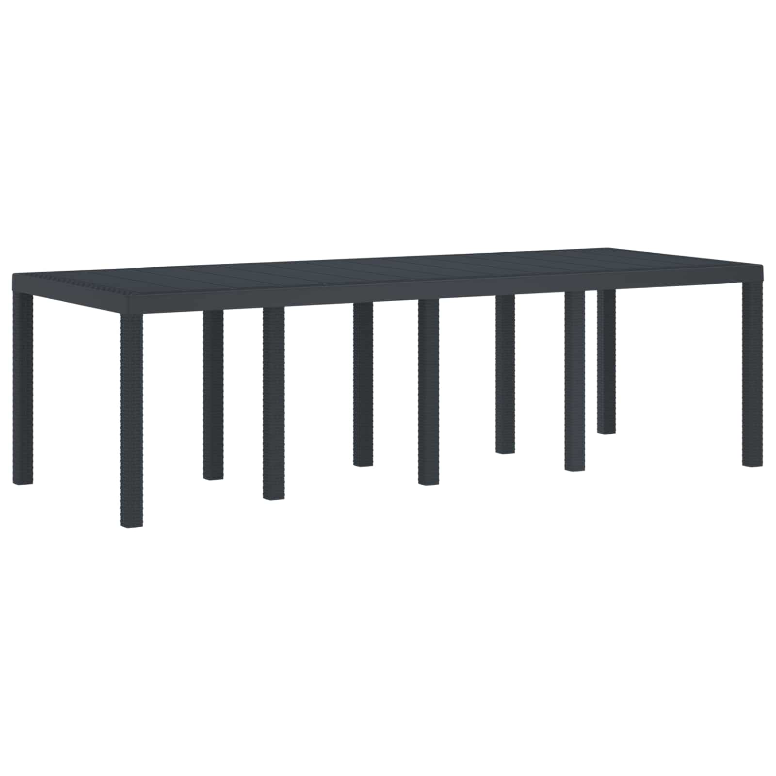 Gartentisch aus Poly-Rattan mit Stahlrahmen Schwarz 250 x 100 x 73 cm
