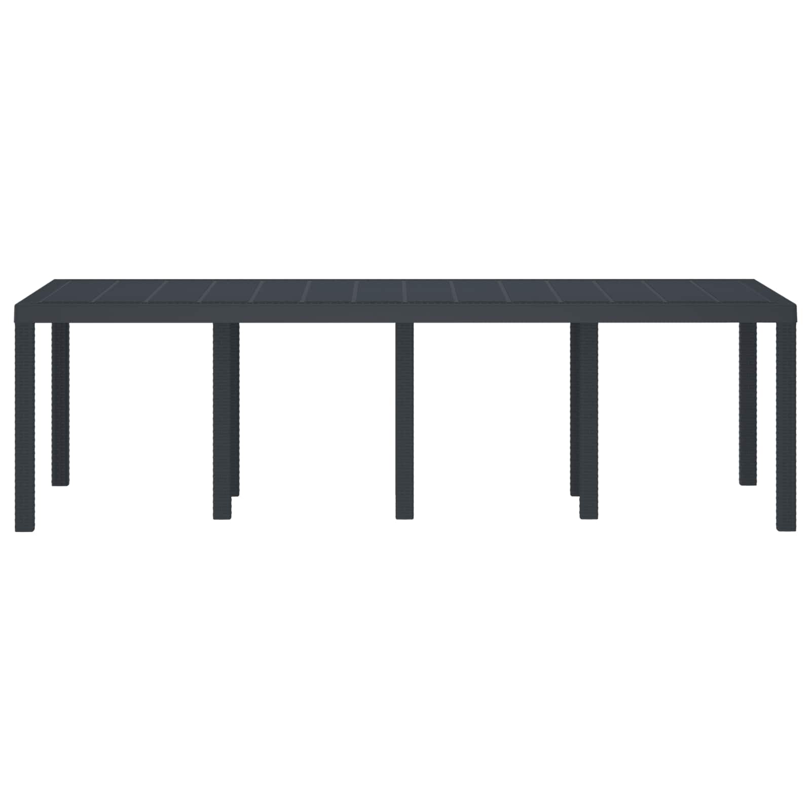 Gartentisch aus Poly-Rattan mit Stahlrahmen Schwarz 250 x 100 x 73 cm