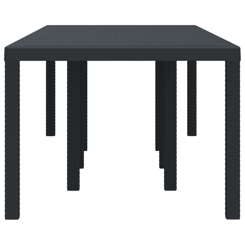 Gartentisch aus Poly-Rattan mit Stahlrahmen Schwarz 250 x 100 x 73 cm
