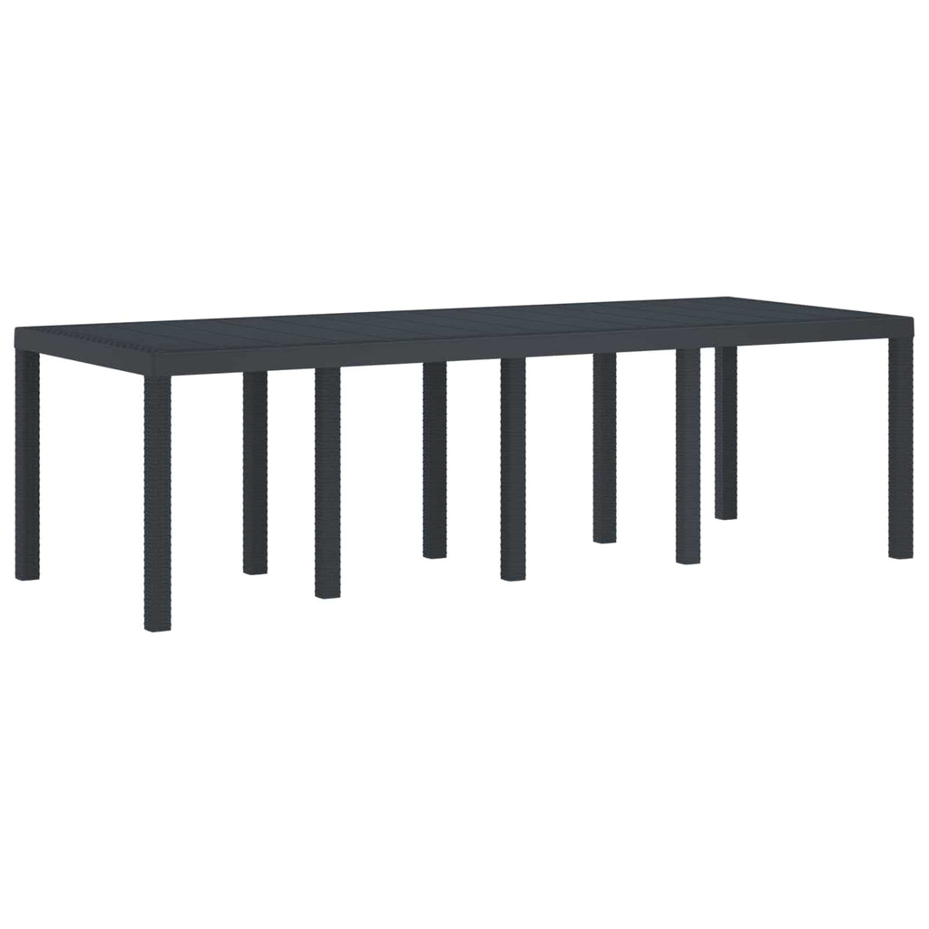 Gartentisch aus Poly-Rattan mit Stahlrahmen Schwarz 250 x 100 x 73 cm