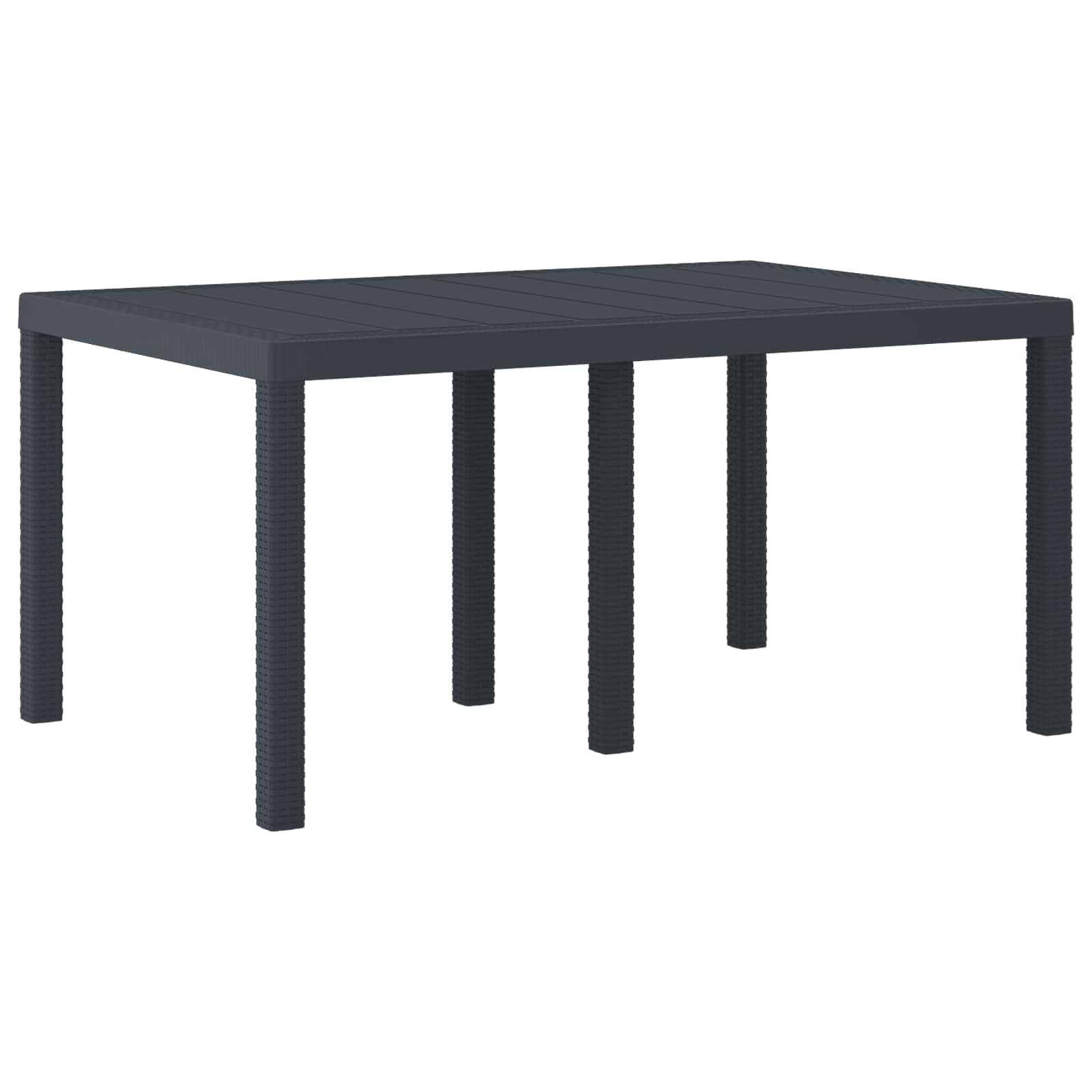 Gartentisch aus Poly-Rattan mit Stahlrahmen Schwarz 150 x 100 x 73 cm