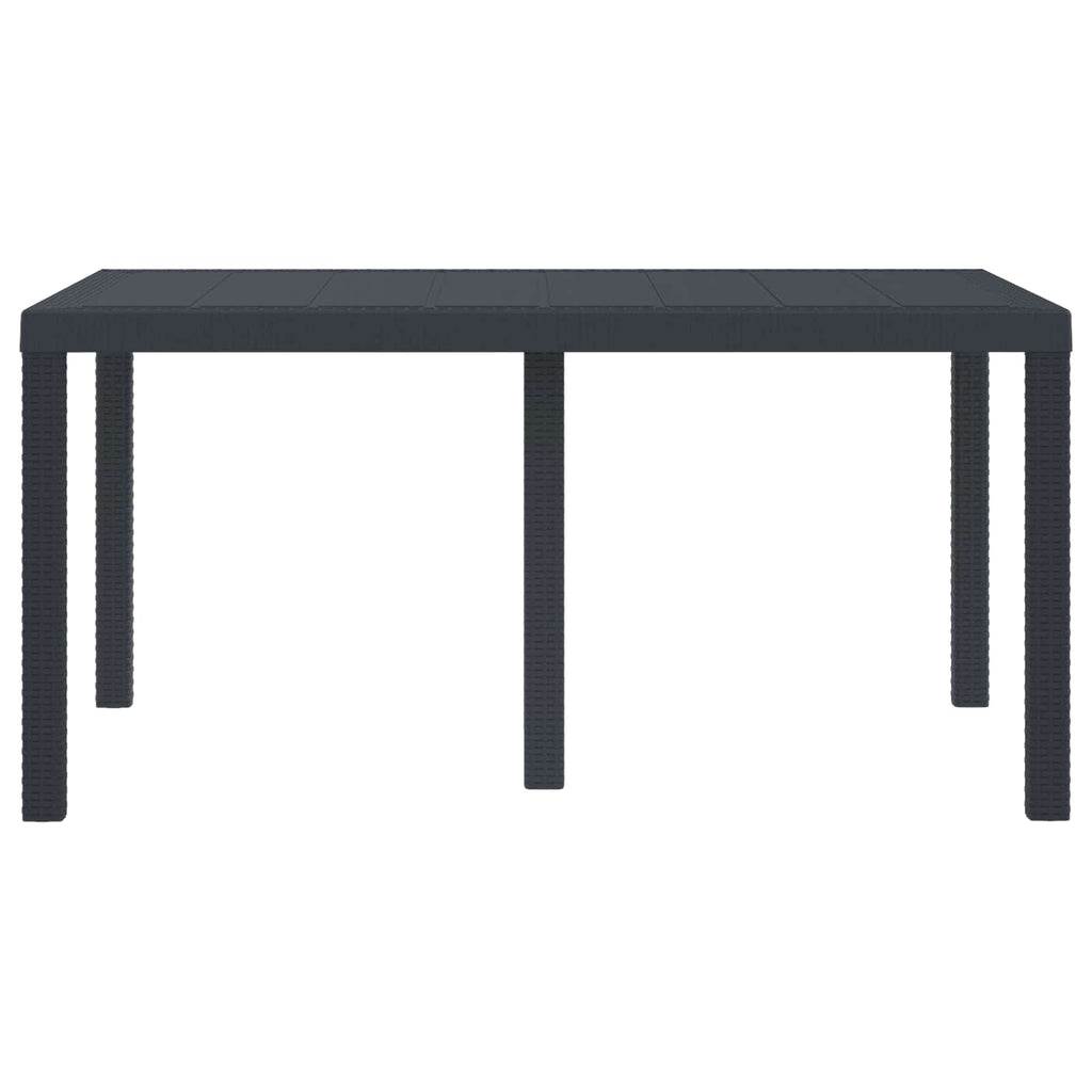 Gartentisch aus Poly-Rattan mit Stahlrahmen Schwarz 150 x 100 x 73 cm