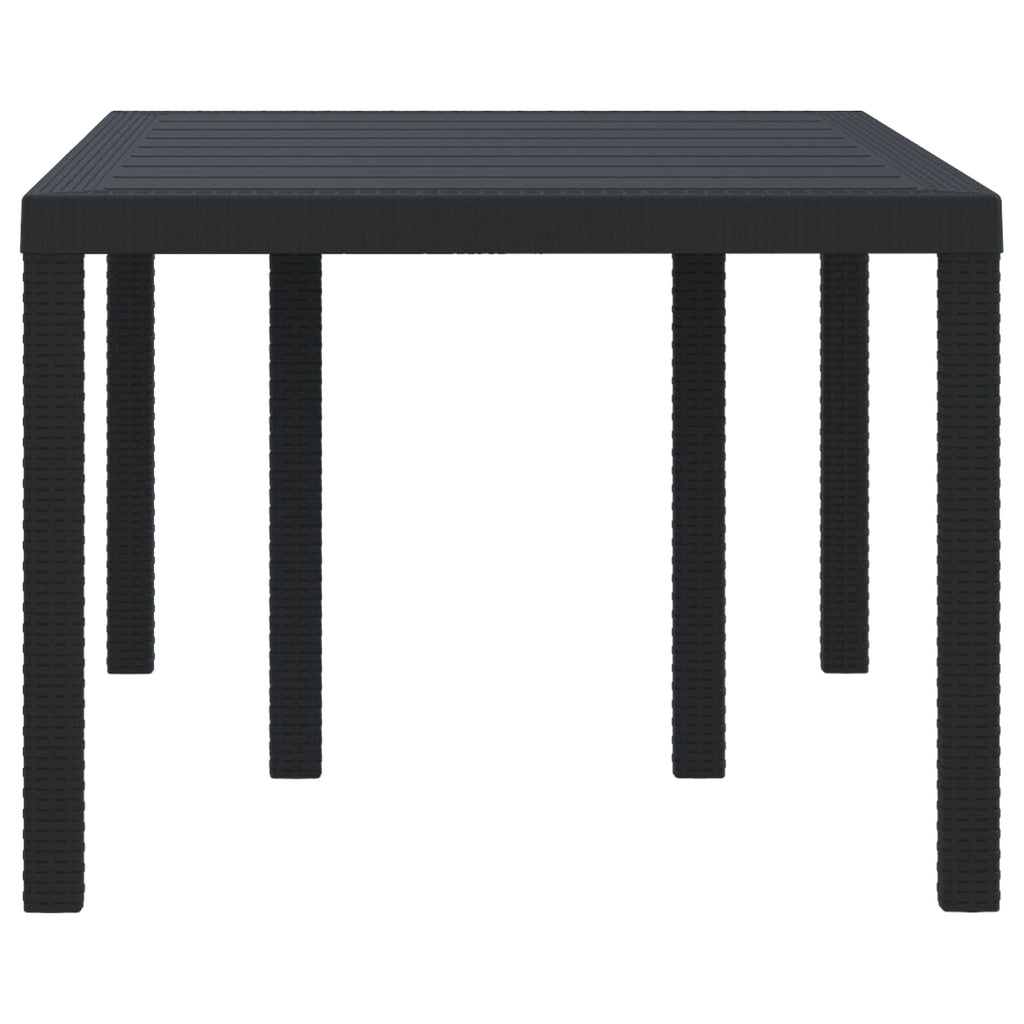 Gartentisch aus Poly-Rattan mit Stahlrahmen Schwarz 150 x 100 x 73 cm